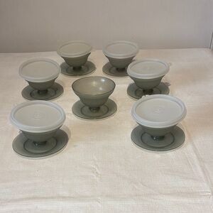 7 Vintage Tupperware Small Parfait Dessert Cups & Lids